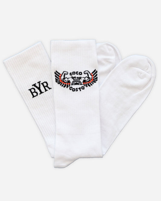 chaussettes byr x cocobongo cococosto blanche
